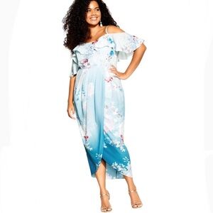 City Chic Blue and Pink Floral Dress